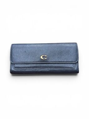 Coach Black Pebbled Leather Continental Wallet Gold C Hardware New without Tags